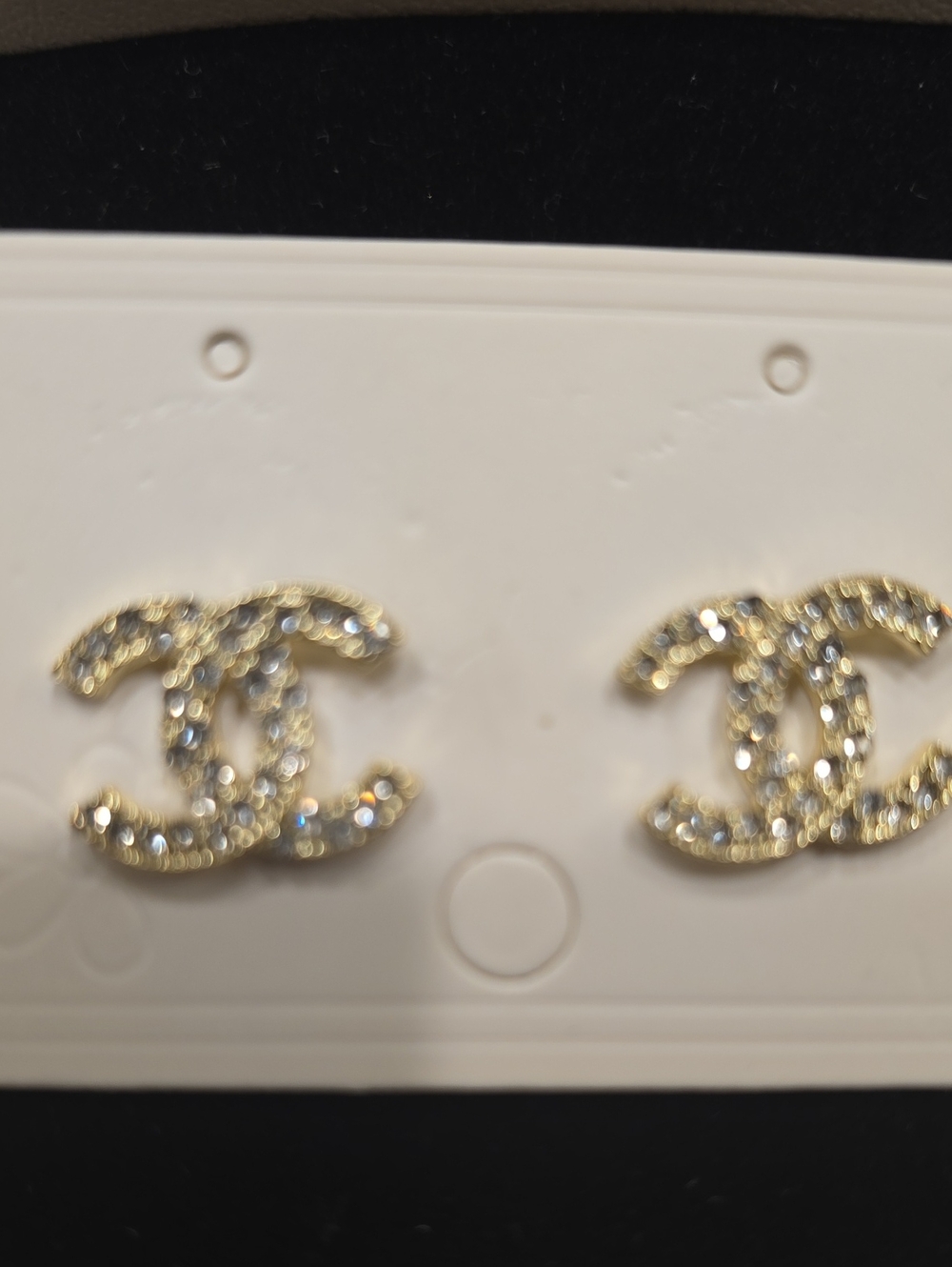 Gold Crystal Interlocking Stud Earrings